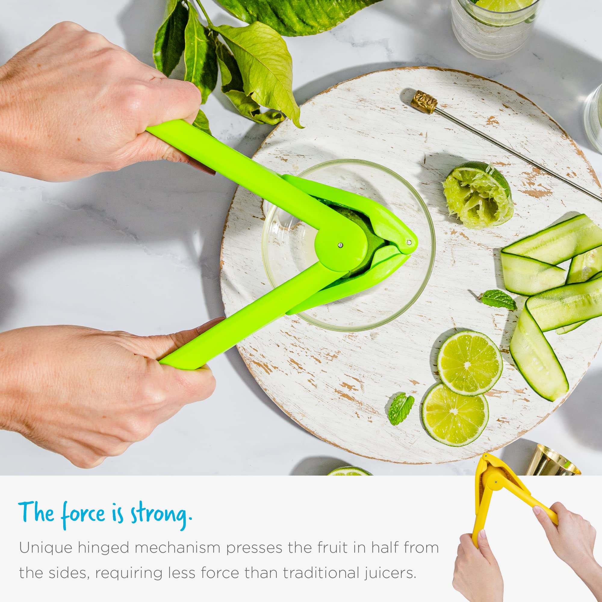 Dreamfarm Fluicer next to a knife for scale showing compact footprint and easy handling