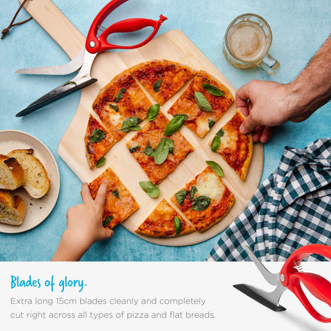 Dreamfarm Scizza in a kitchen scene illustrating fast, ergonomic pizza preparation