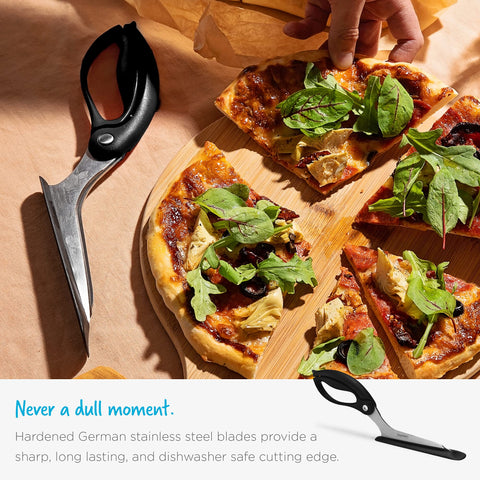 Dreamfarm Scizza packaging and label highlighting product features and durability