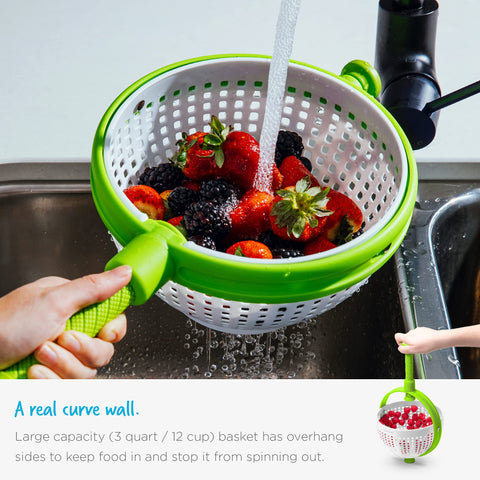 Dreamfarm Spina with berries inside showing gentle handling and quick drying