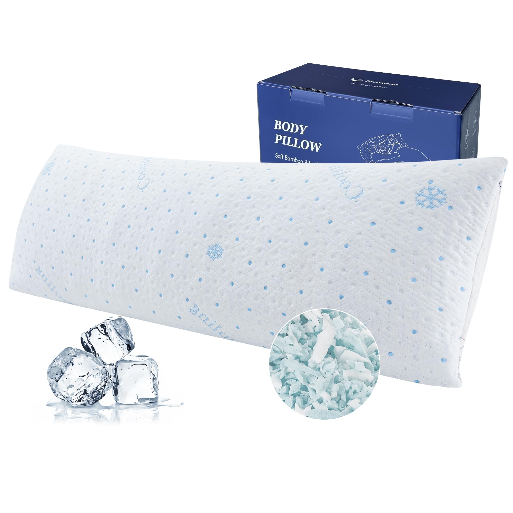 Dreamood full-length body pillow on bed showing complete support