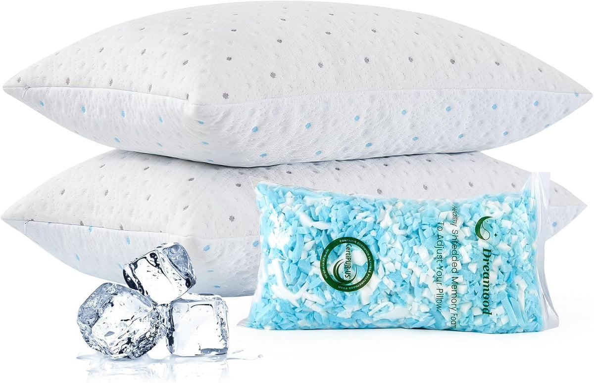 Dreamood front view pair showing two queen pillows and neat styling for restful support
