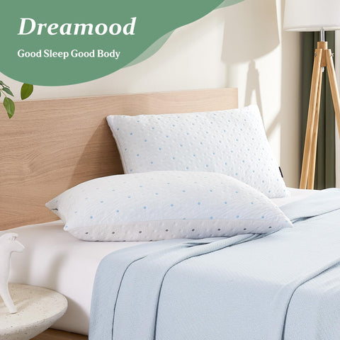 Dreamood lifestyle bedroom setting showing pillows enhancing a cozy, restful atmosphere