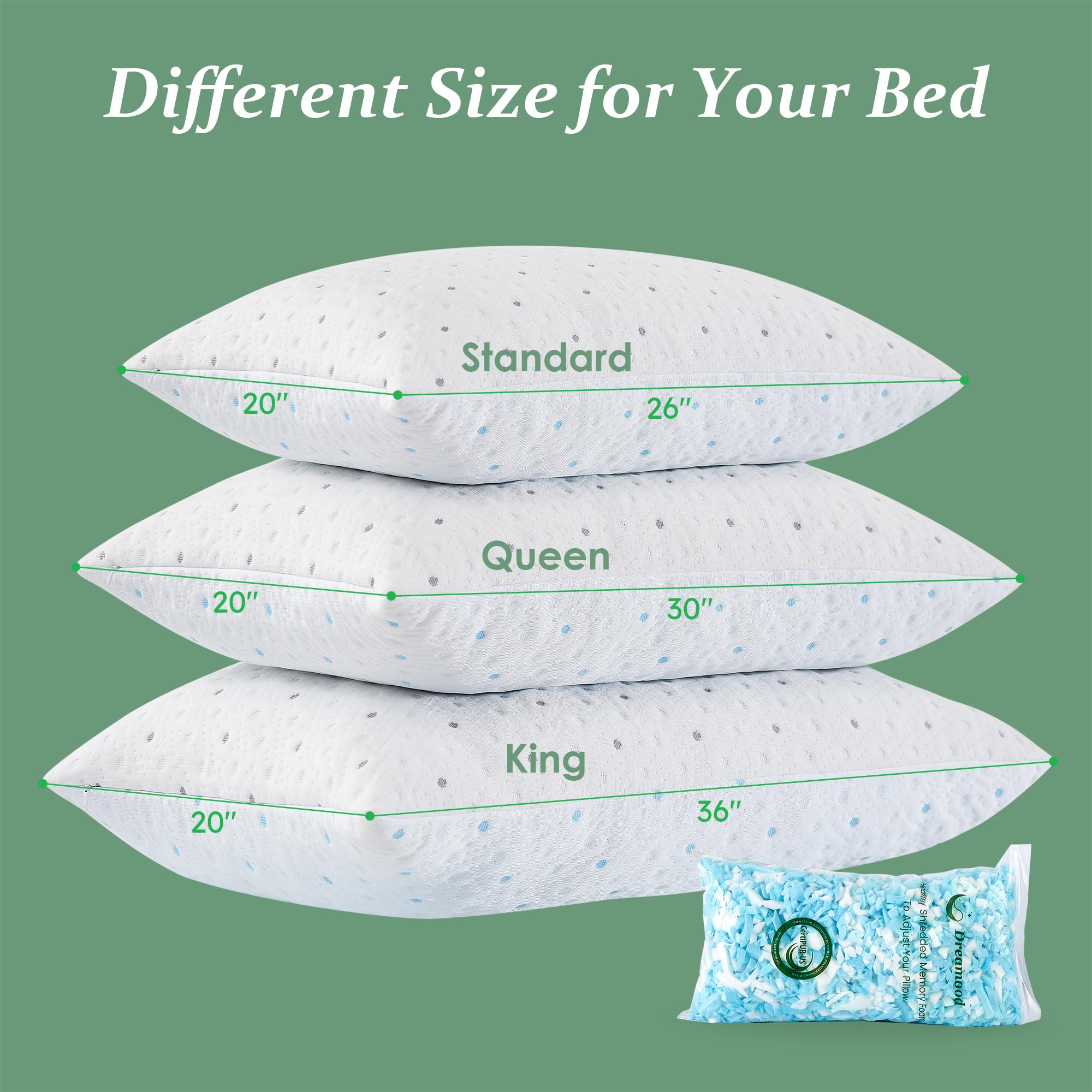Dreamood size and scale on bed demonstrating queen dimensions and proportion