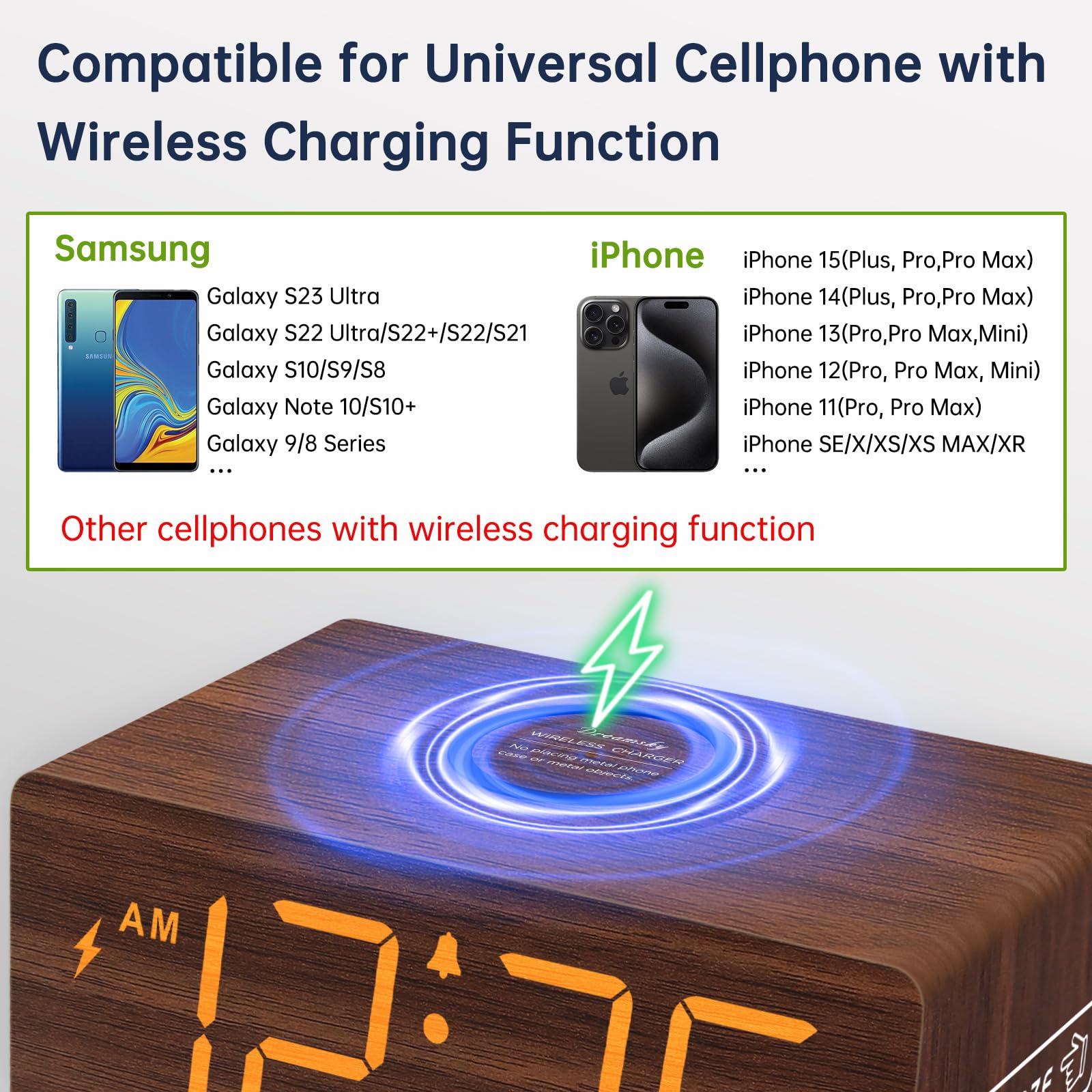 DreamSky closeup of large 1.8-inch LED digits for easy reading across room