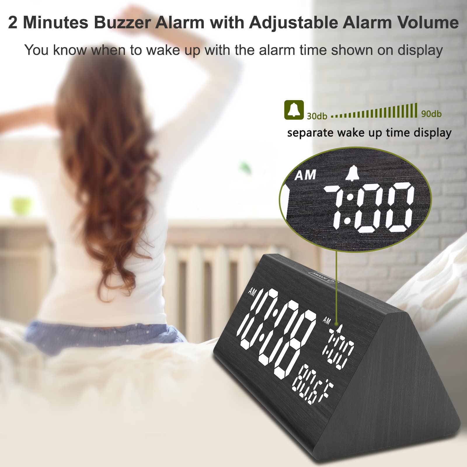 DreamSky close-up snooze button easy access for quick nine-minute rest