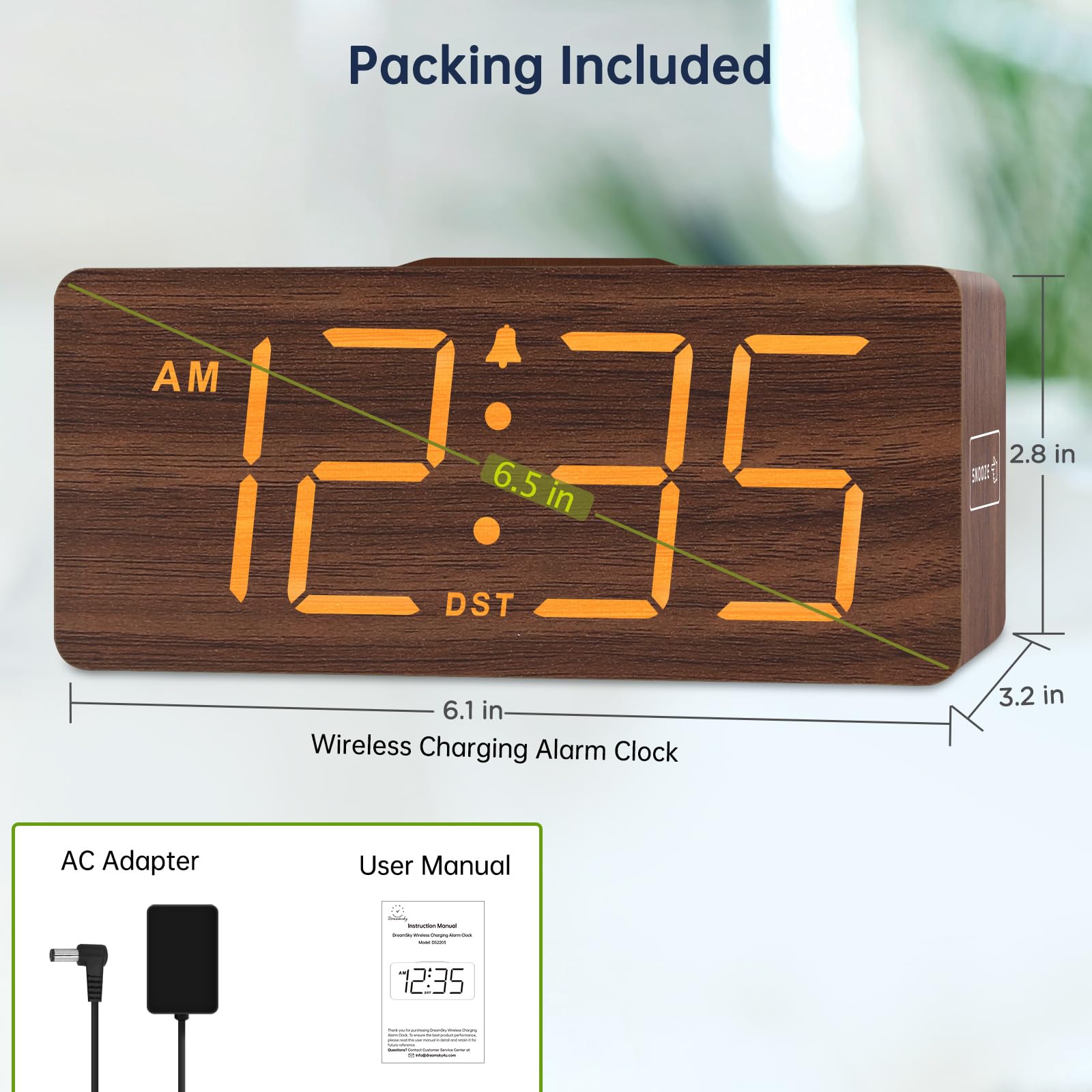 DreamSky next to smartphone to show compact size and practical scale for nightstand