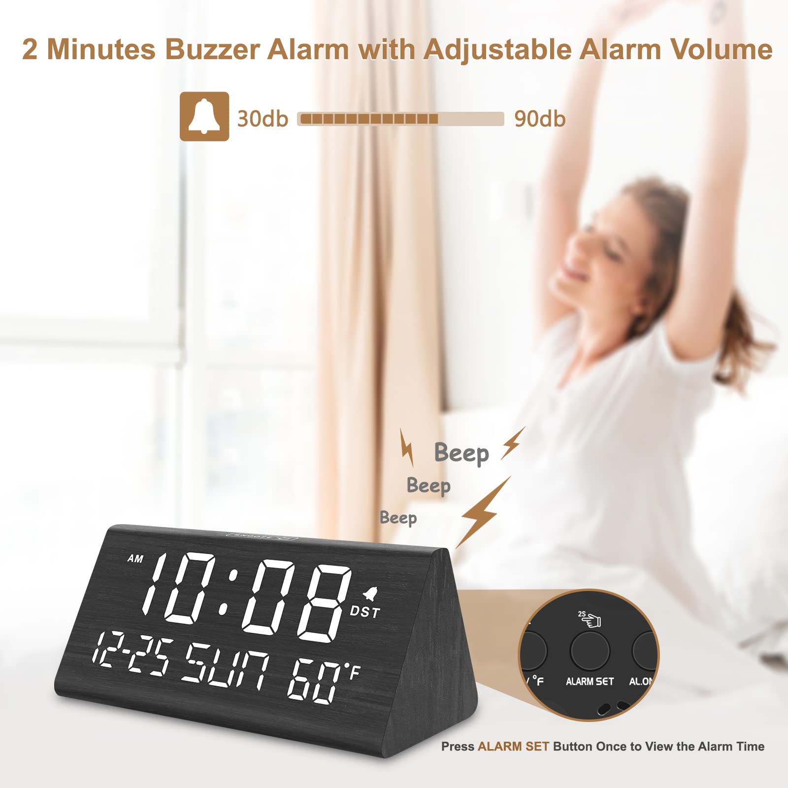 DreamSky top snooze button highlighted for easy one-touch extra sleep