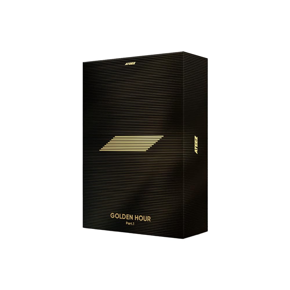 DREAMUS ATEEZ Golden Hour front cover showing album artwork and title, attractive shelf display