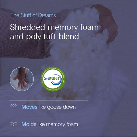 DreamyBlue profile shot of crescent contour demonstrating wraparound shoulder cradle benefit