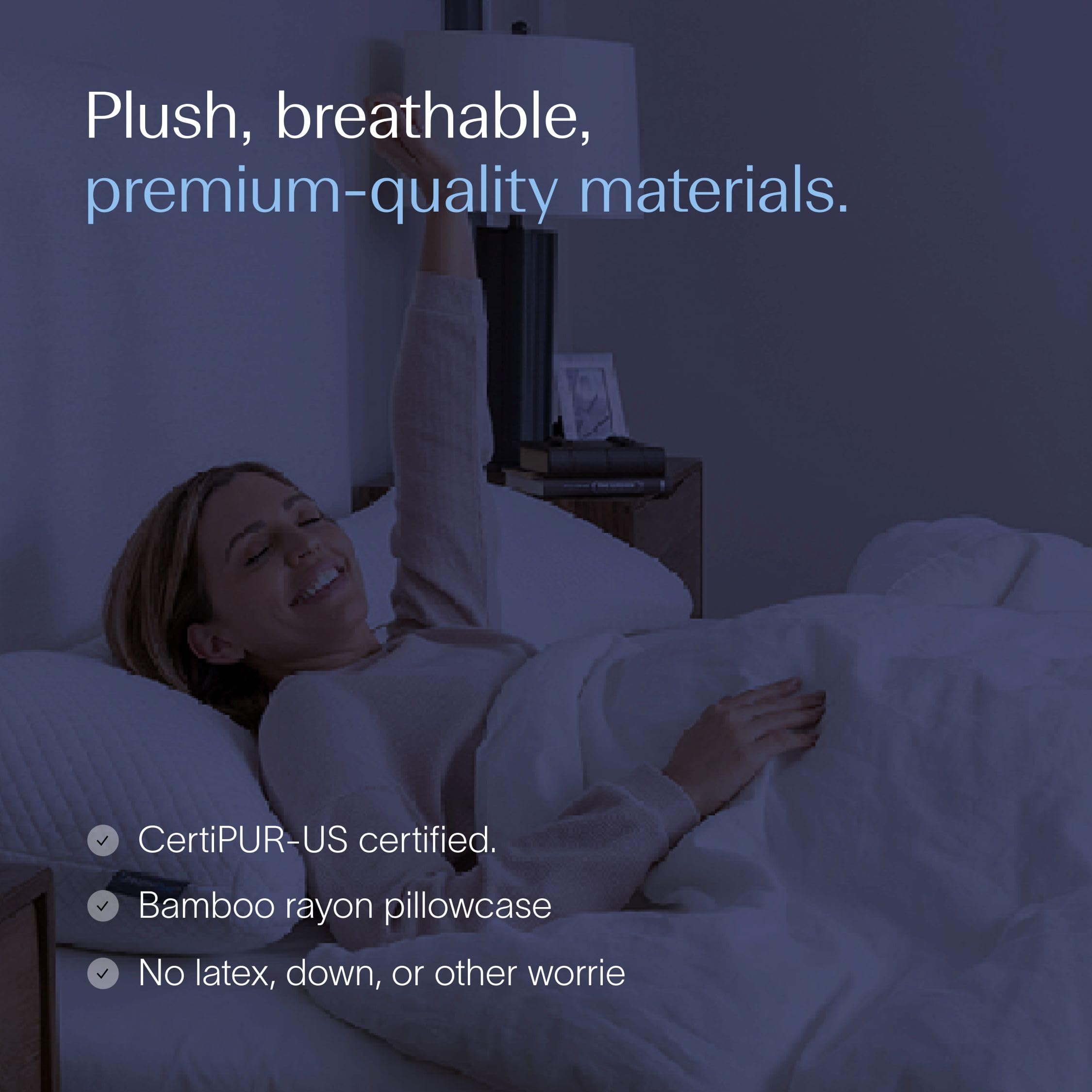 DreamyBlue zipper access open revealing inner chamber and easy loft adjustment benefit