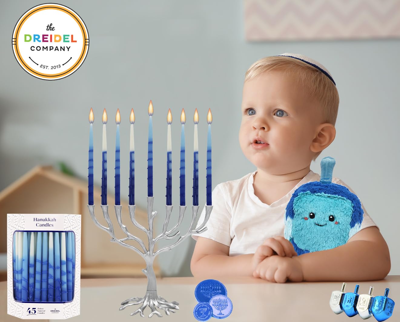 The Dreidel Company close-up on tapered candle tip showing smooth wax and clean burn quality