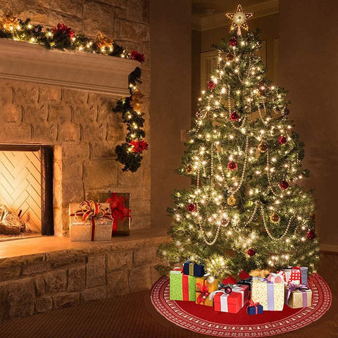 Dremisland lifestyle scene with skirt in holiday living room adding cozy charm