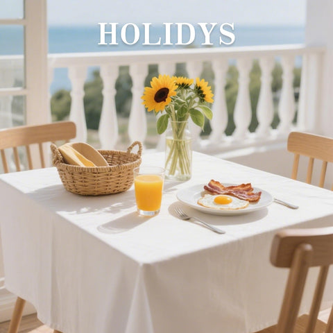 DRESSMAKER lifestyle dining setup showing white tablecloth enhancing decor