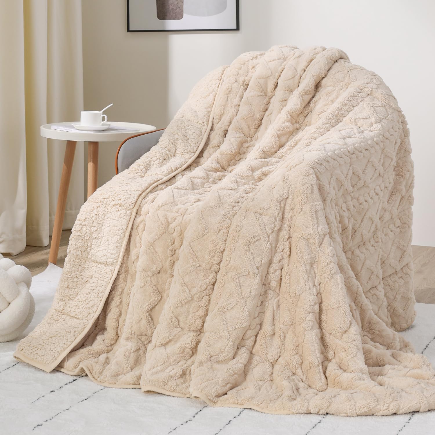 Drewin blanket in cozy bedroom lifestyle scene showing inviting warmth