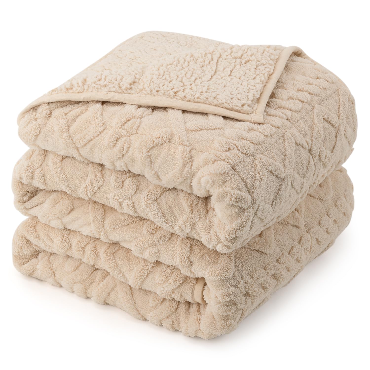 Drewin front view showing beige sherpa and elegant texture for cozy décor