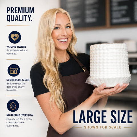 DRINK KATY'S filter trapping fine grounds for cleaner cups