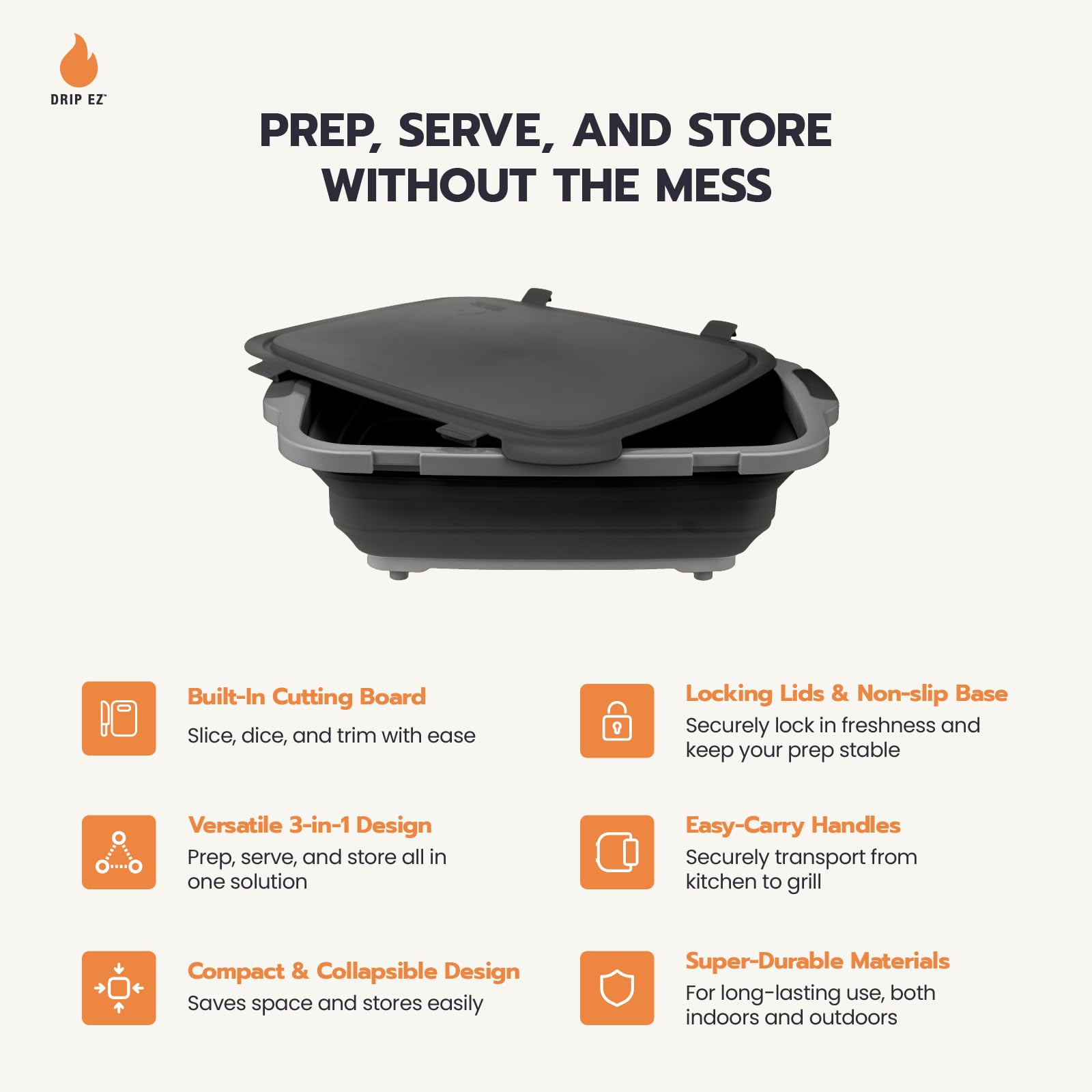 Drip EZ collapsed flat for compact storage benefit