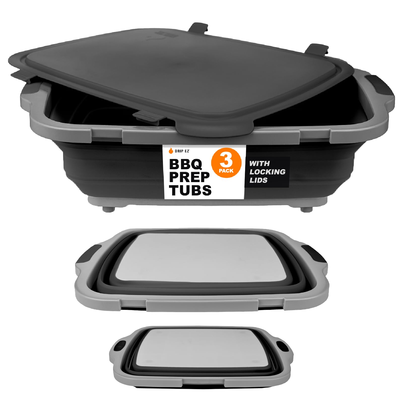 Drip EZ front packaging showing three-piece prep tub set and benefits