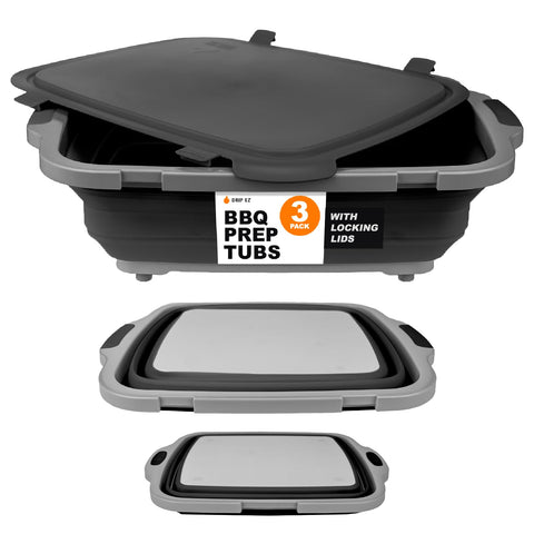 Drip EZ front packaging showing three-piece prep tub set and benefits