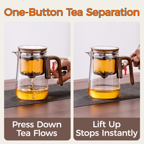 DRNKNSTX teapot pouring tea into cup demonstrating drip-free control benefit