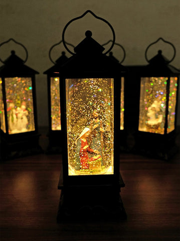 DRomance lantern in holiday tabletop setting benefit: blends with wreaths and candles