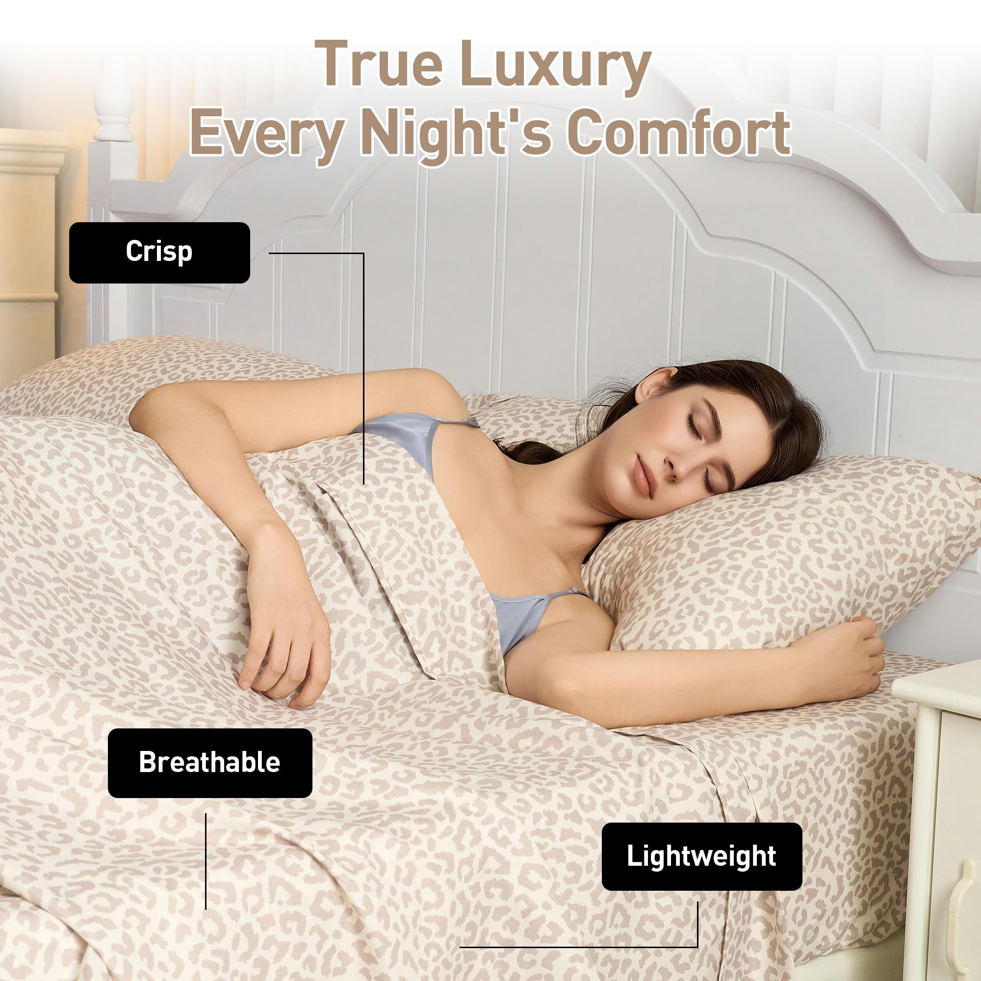 Drozeeo flat sheet fully spread on bed showing decorative pattern and full coverage benefit