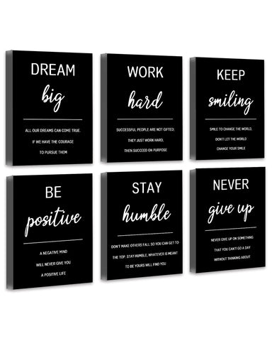Drsoum framed front view showing six motivational prints and clean layout