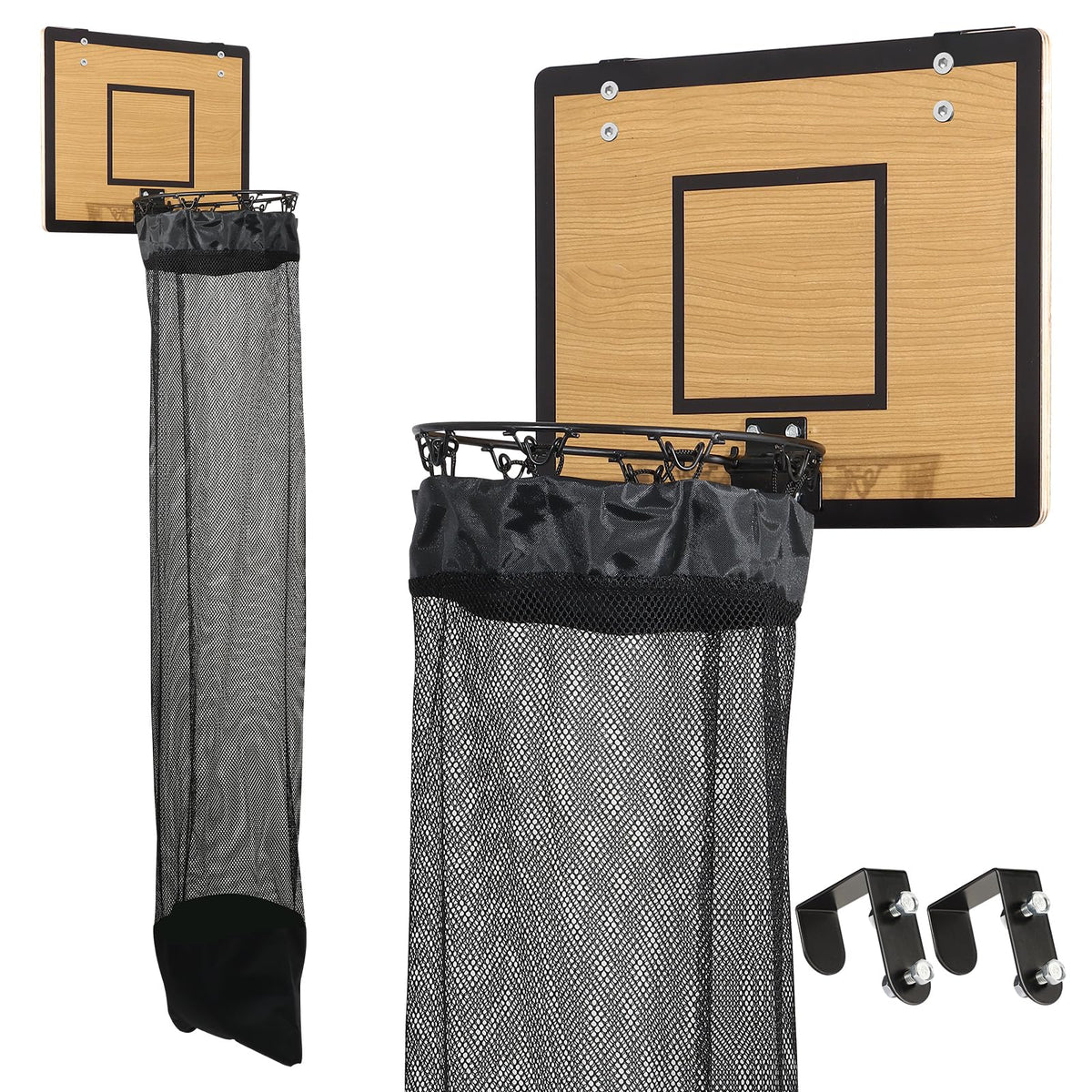 DRXX FEXE front view of over-the-door basketball laundry hamper, saves floor space