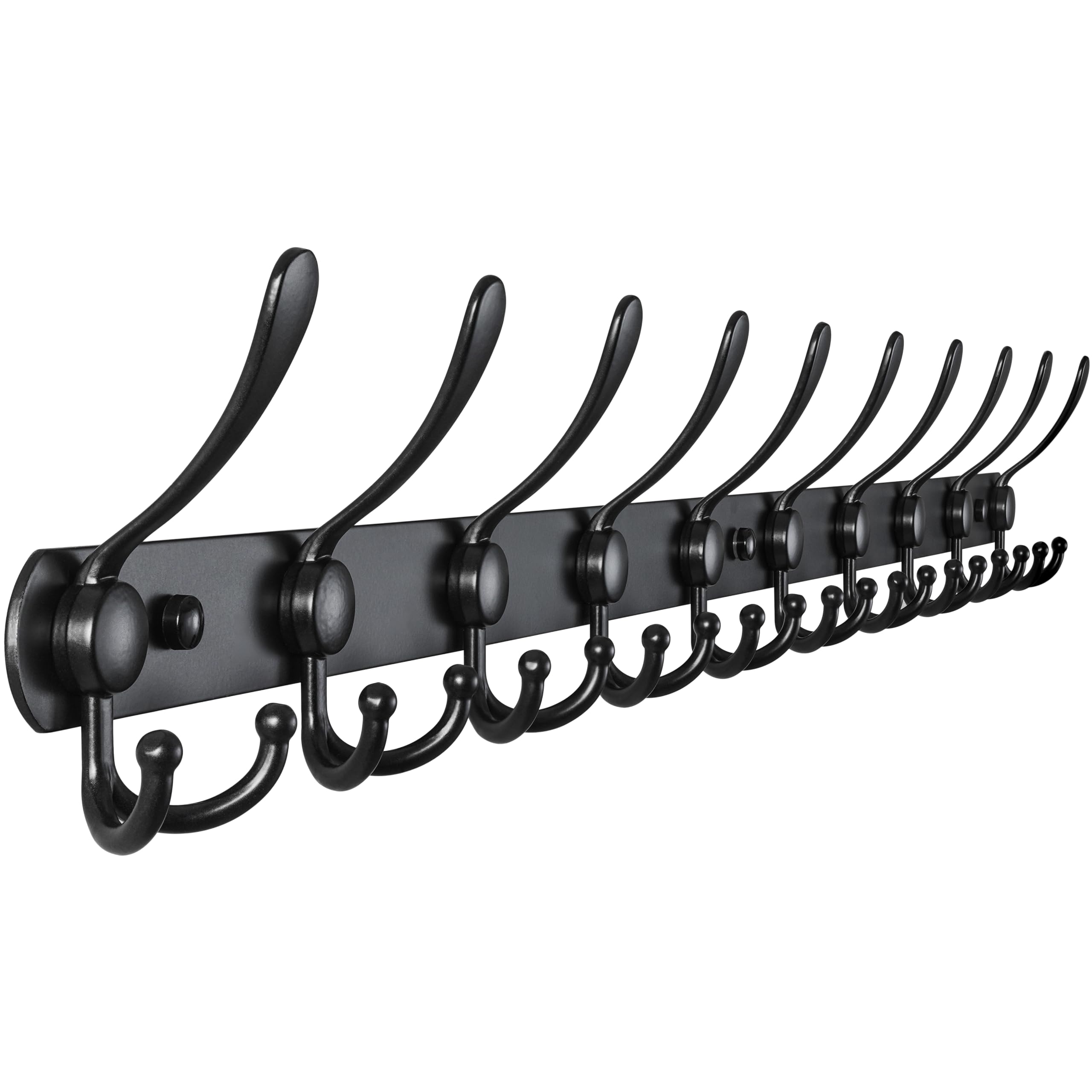 Dseap front view of full 38-inch coat rack showing ten tri-hooks for maximum hanging