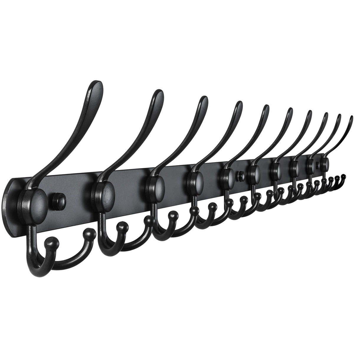 Dseap front view of full 38-inch coat rack showing ten tri-hooks for maximum hanging