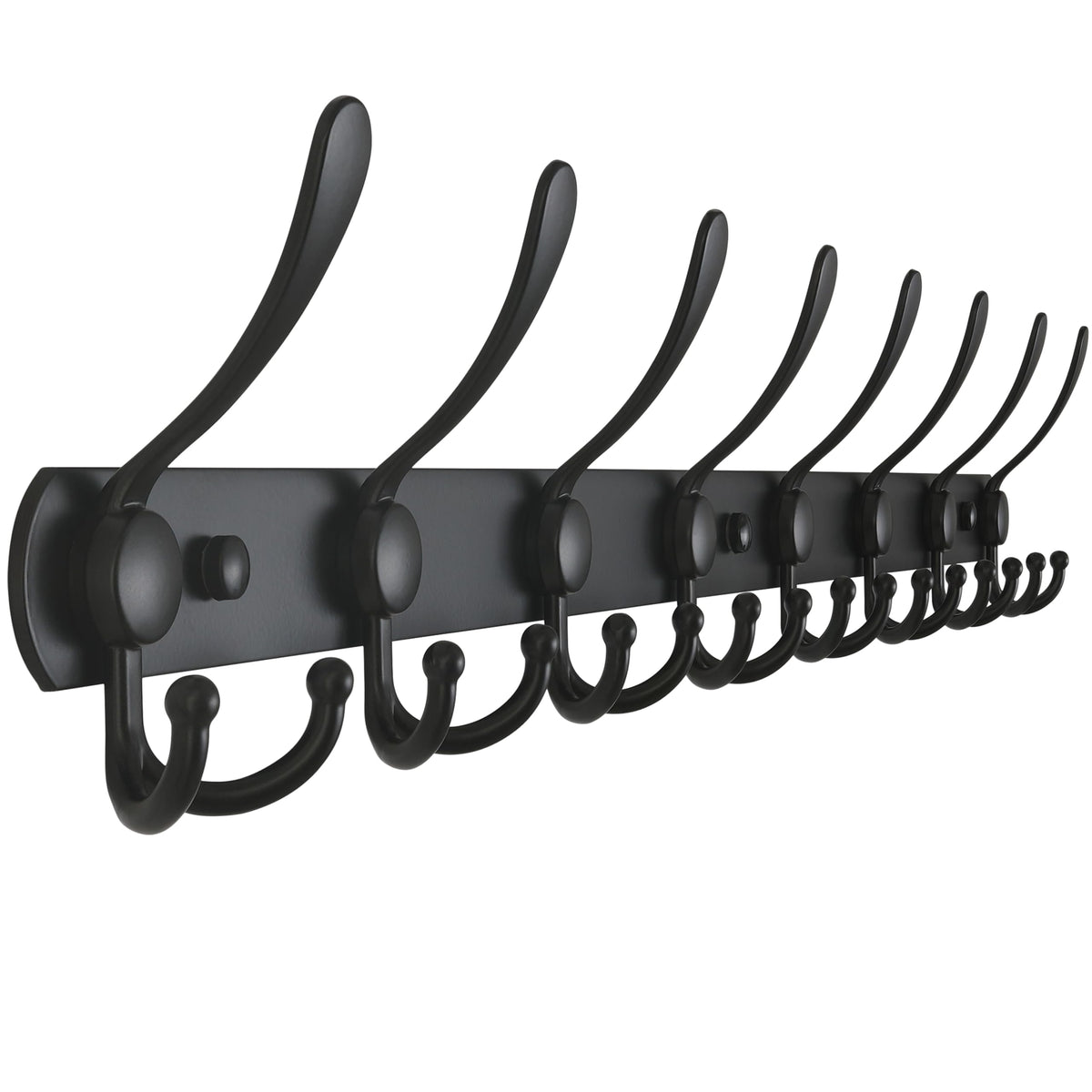 Dseap front view of coat rack showing full 29.5-inch rail and black finish, saves entryway space