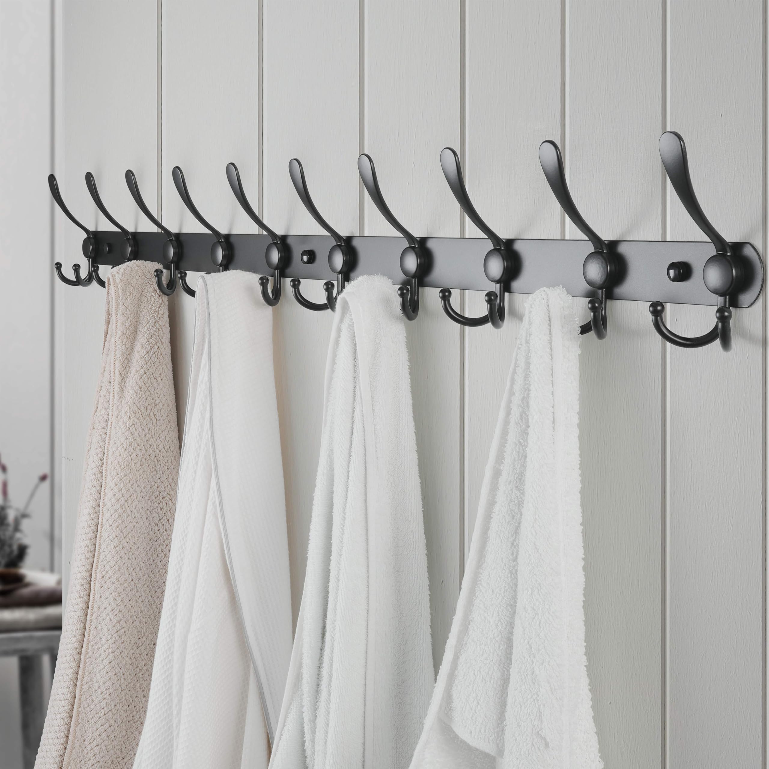Dseap installed in an entryway offering organized access to jackets and hats
