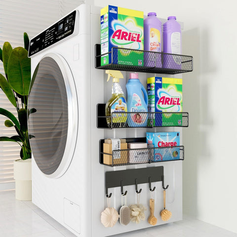 DTUQYX front view of 4-pack magnetic shelves showing compact storage benefit