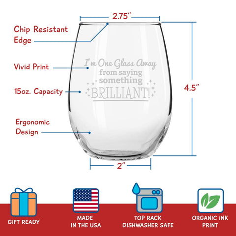 DU VINO single glass close-up of funny saying highlighting readability and conversation starter
