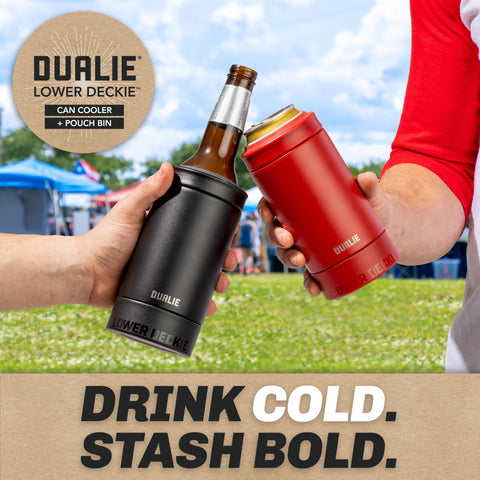 DUALIE Lower Deckie on a picnic blanket demonstrating portable cold retention
