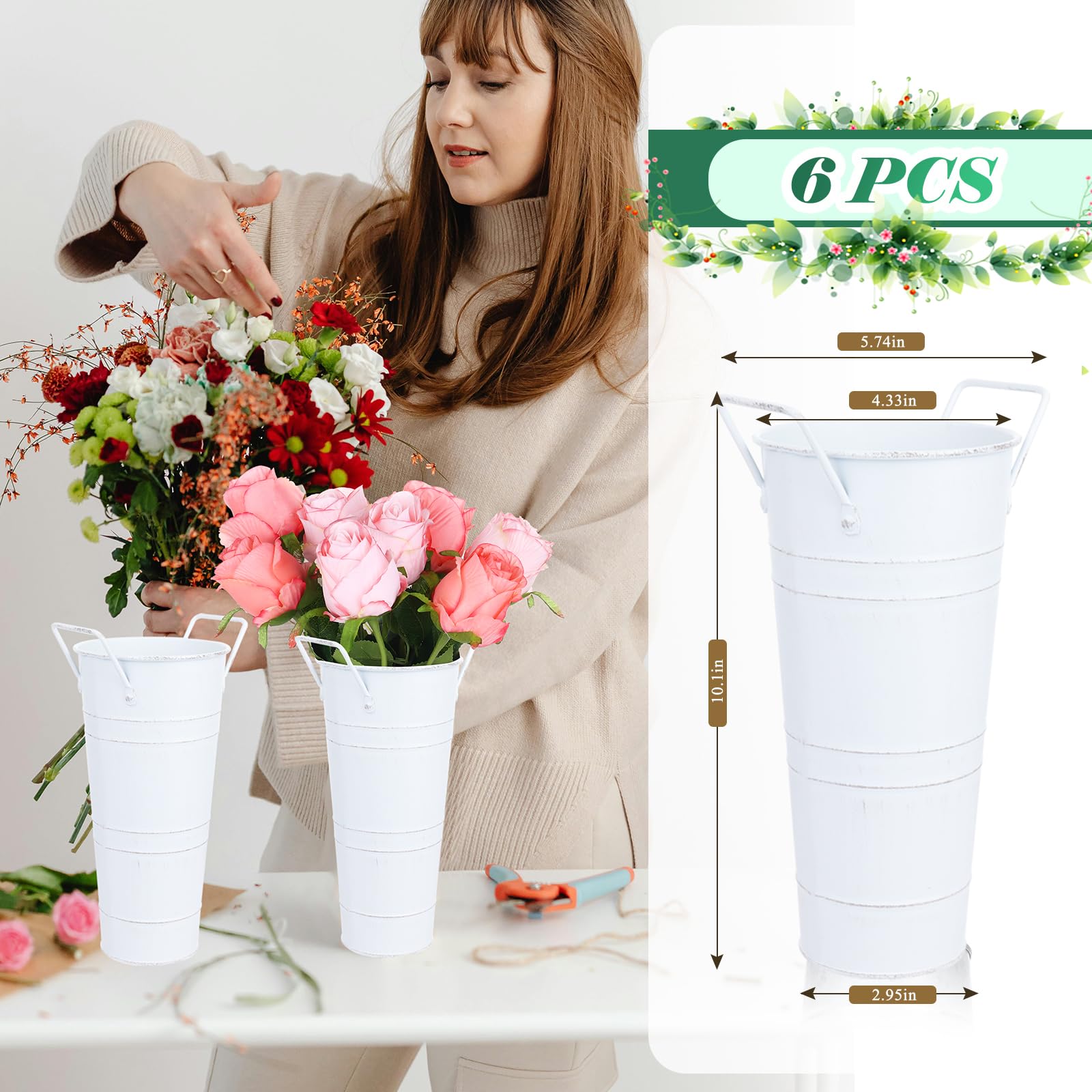Dualshine buckets hung on hooks demonstrating space-saving display option