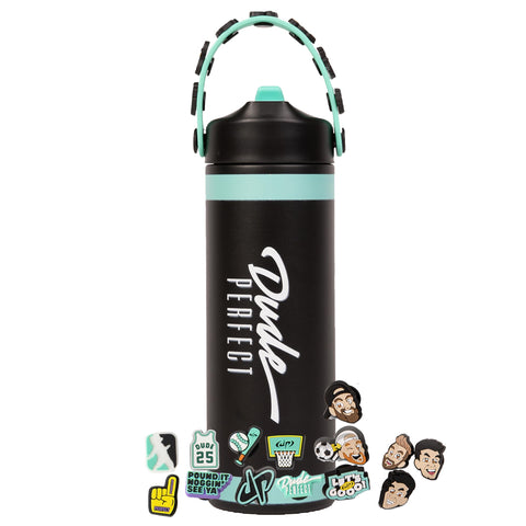 Dude Perfect front view showing 24 oz bottle and logo for bold style