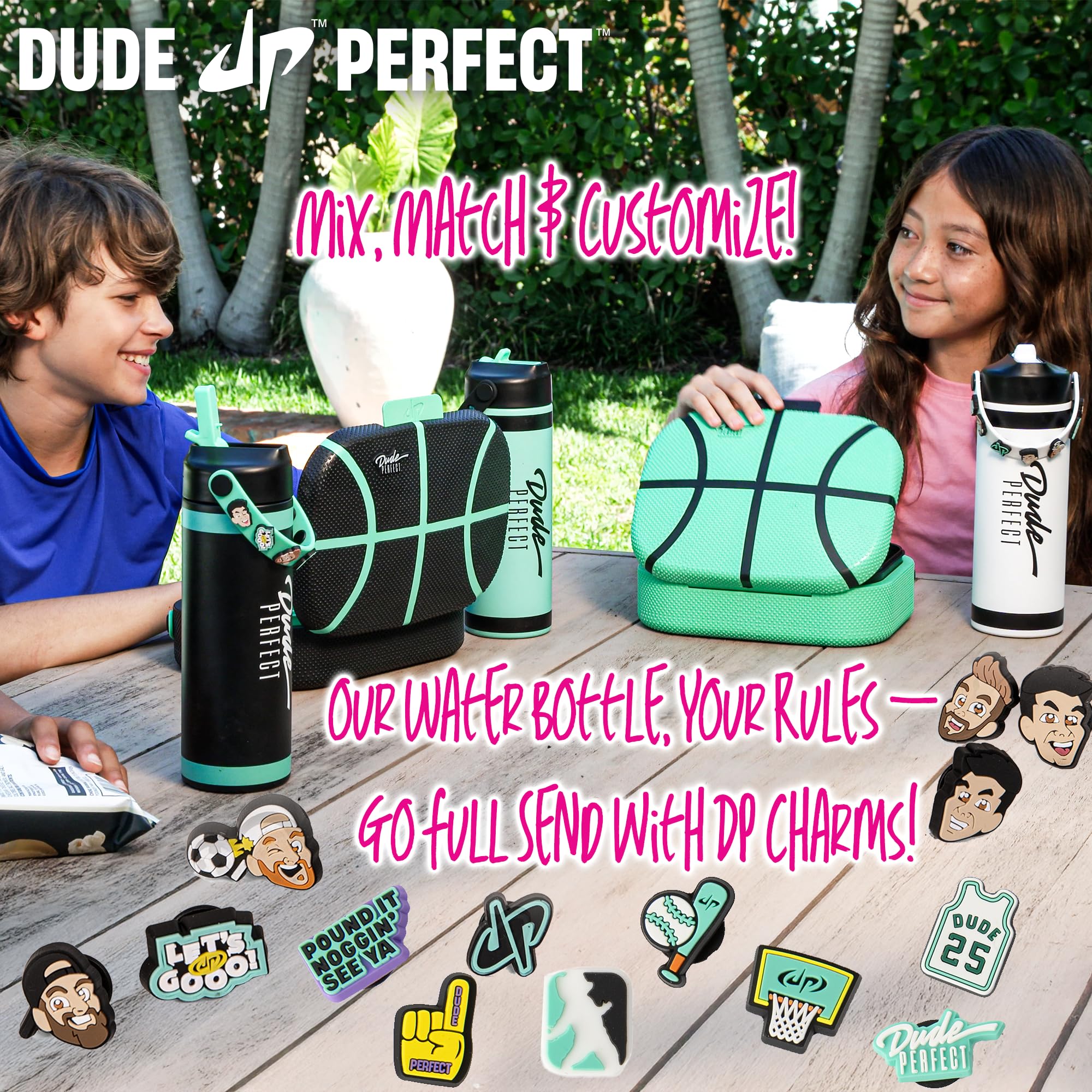 Dude Perfect bottle in outdoor setting for on-the-go hydration