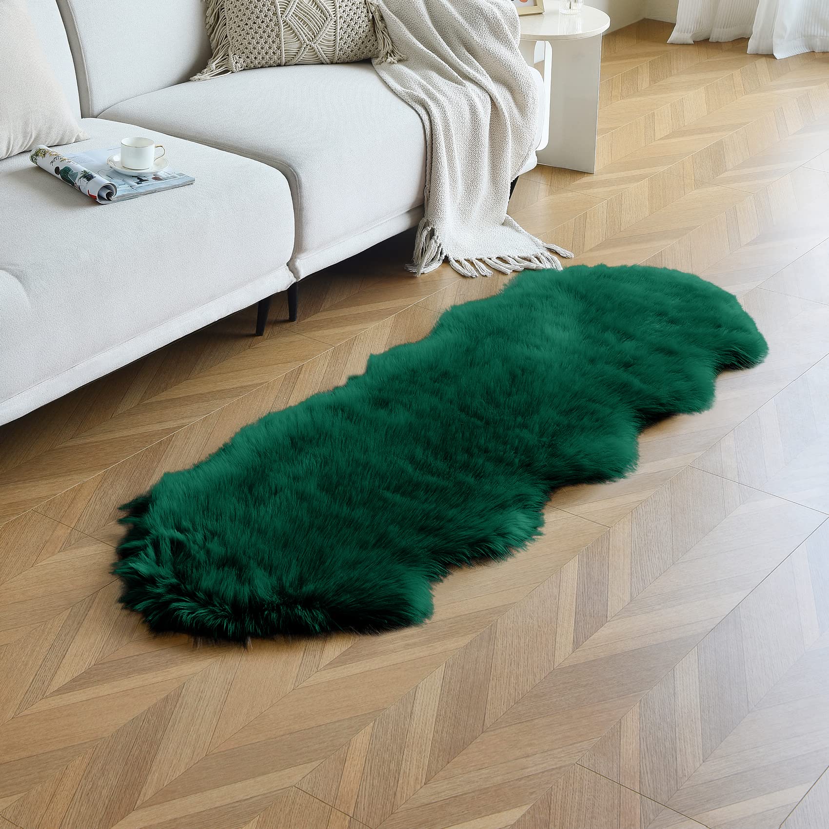 duduta placed beside a bed showing runner length and benefit warm bedside step