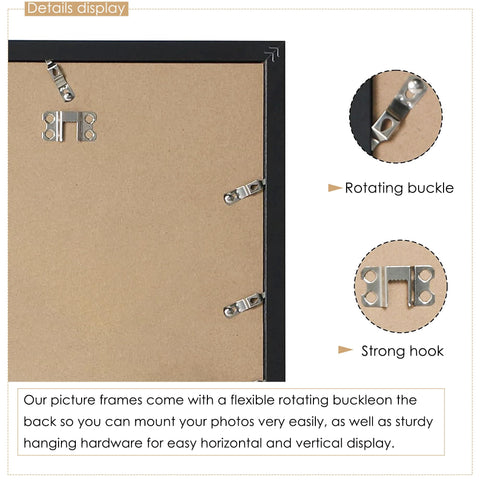 DUENPY rear view of hanging hardware and rotating tabs for easy photo changes