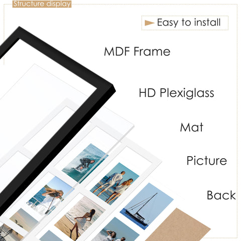 DUENPY framed collage hung horizontally in living room adding cohesive decor