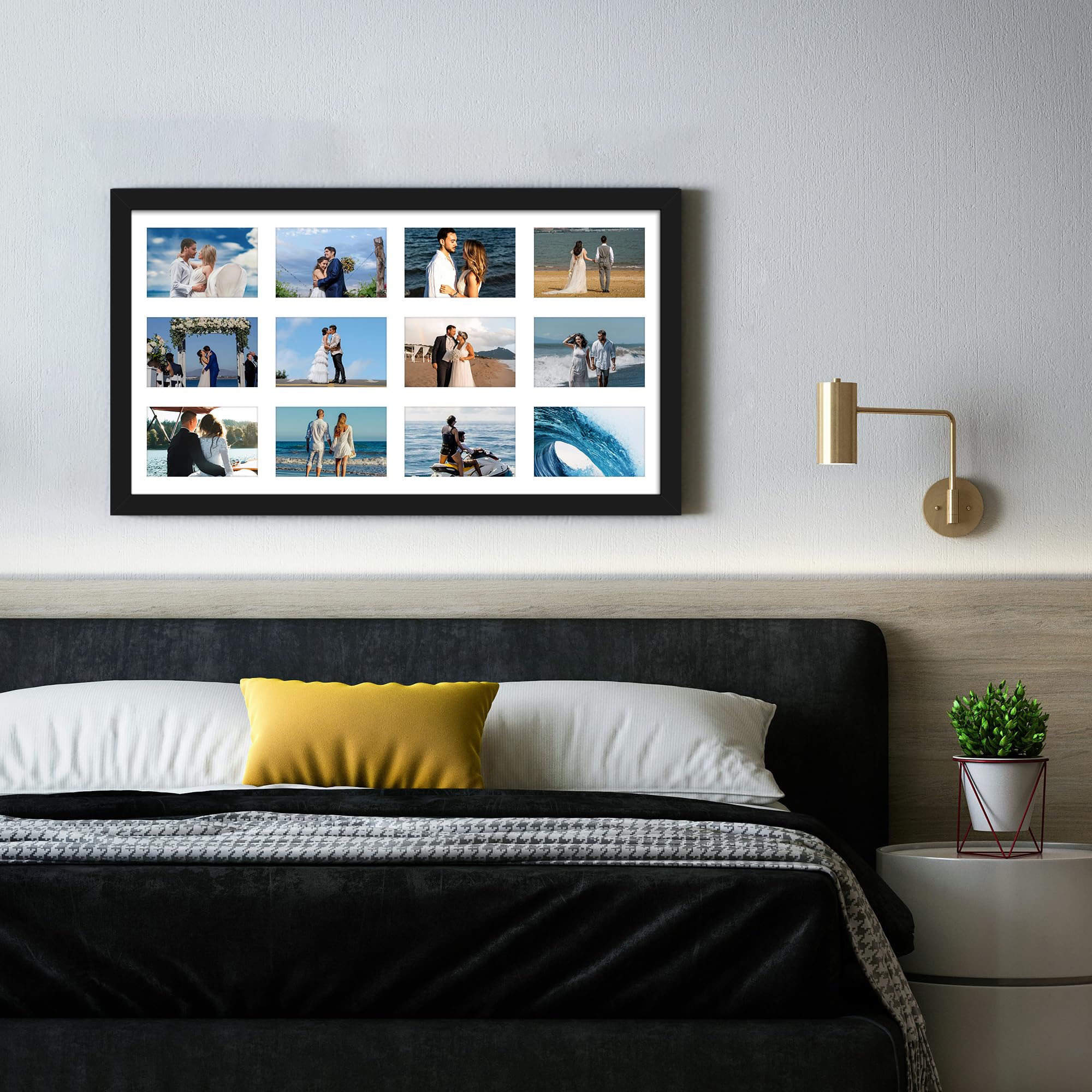 DUENPY frame held by hand to show 14x26 scale and easy wall placement