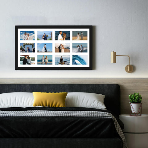 DUENPY frame held by hand to show 14x26 scale and easy wall placement