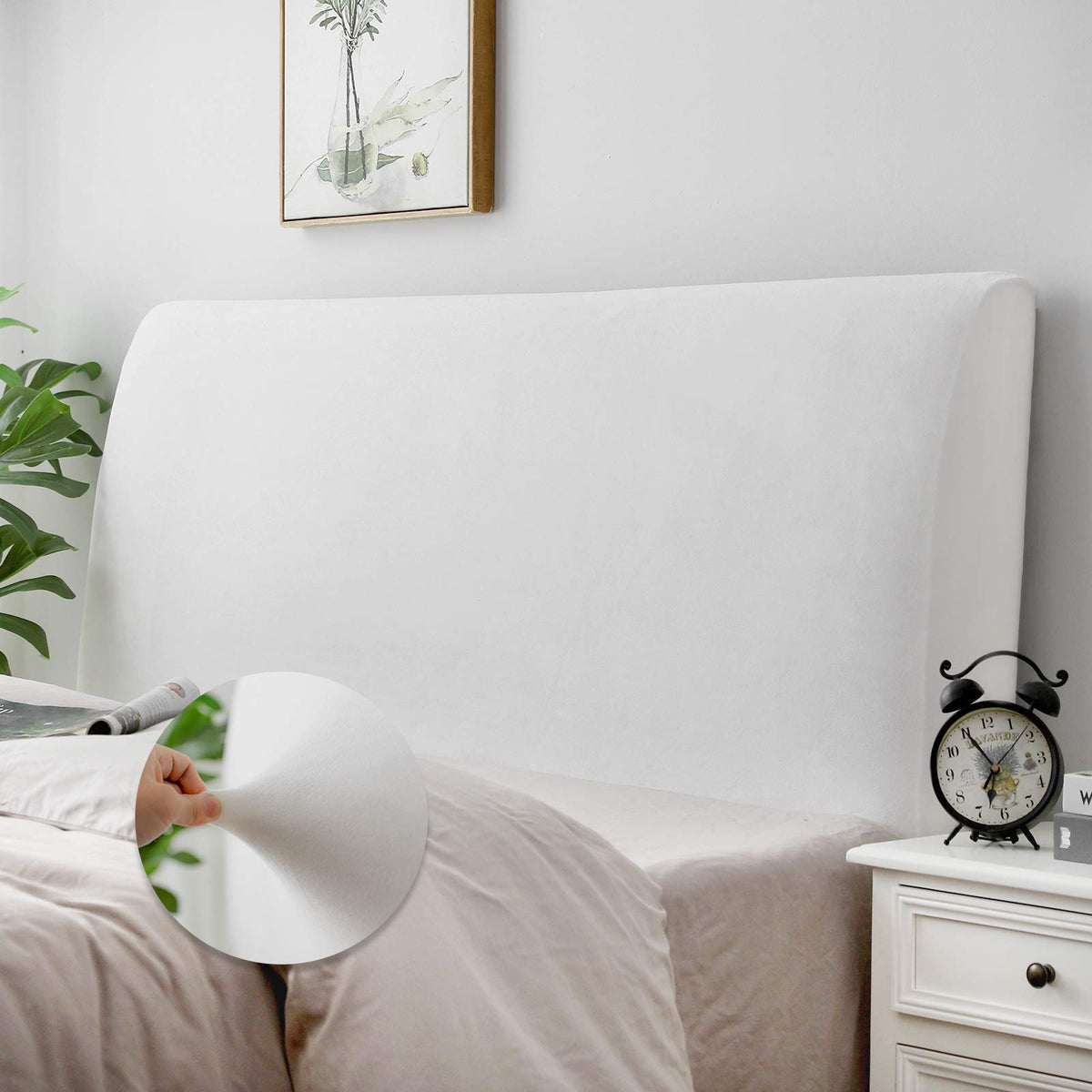 DUJUIKE front view white headboard cover showing clean renewed look