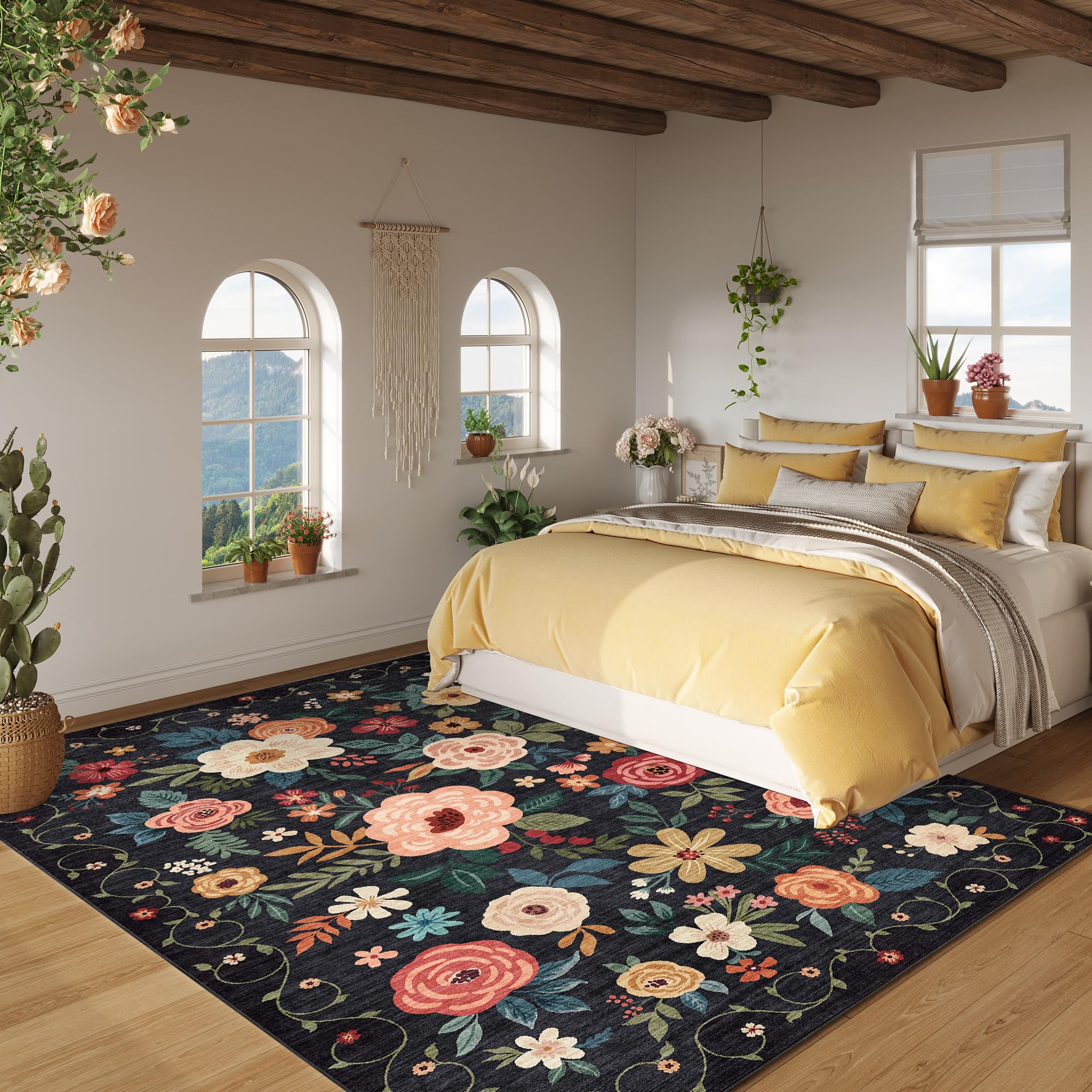 DUKINO rug placed under coffee table showing how it anchors living areas
