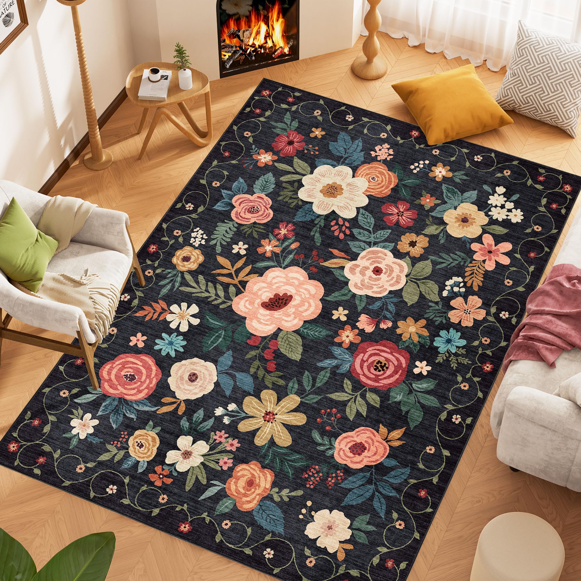 DUKINO non-slip TPR backing detail keeping rug stable and safe on floors
