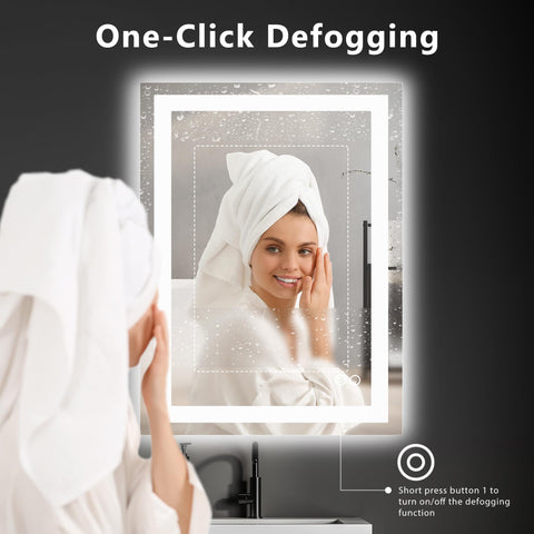 DUMOS anti-fog center detail showing clear reflection after shower benefit