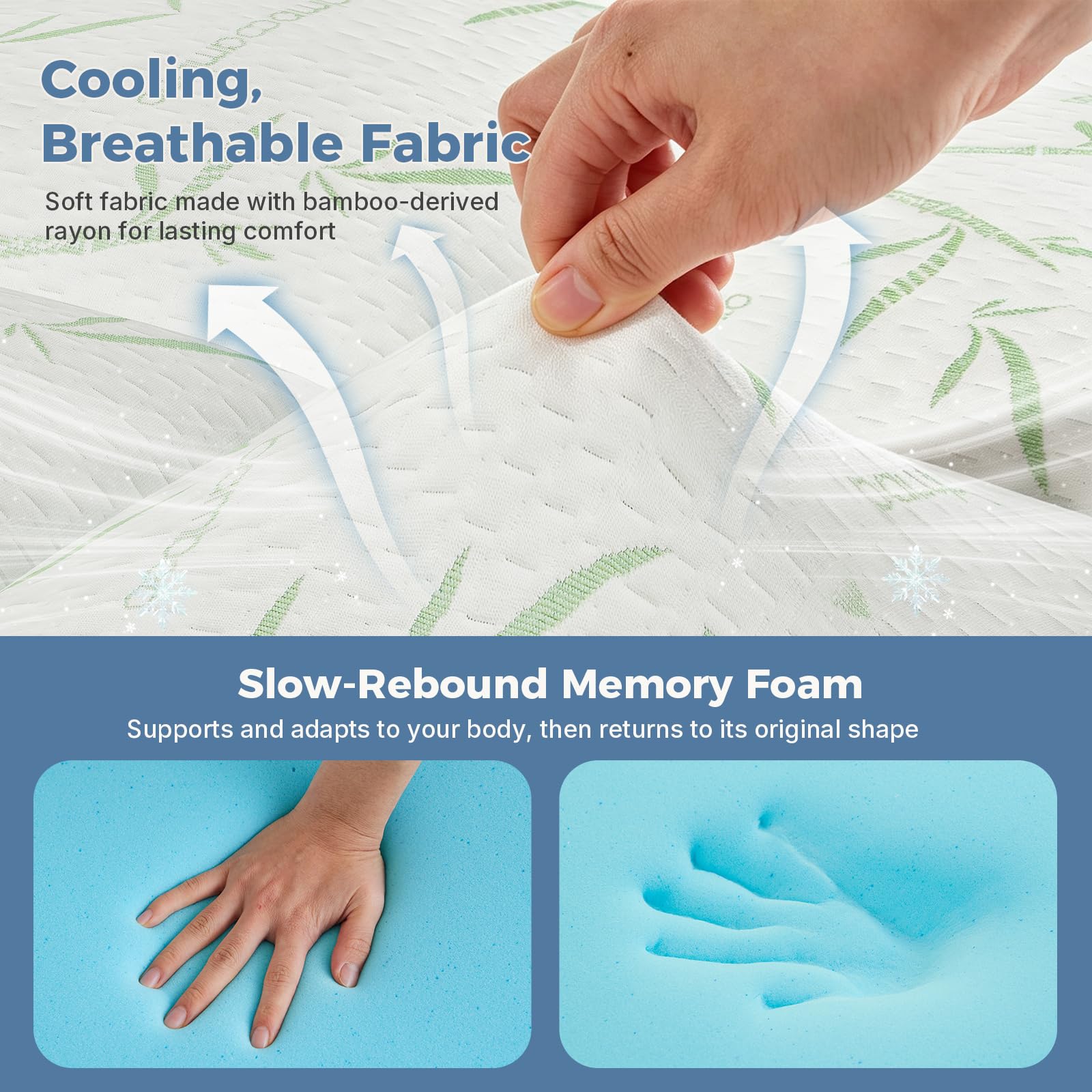 DUMOS bamboo rayon pillow top close-up with breathable surface benefit