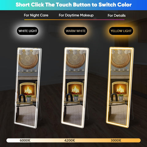 DUMOS close-up of LED strip and touch button showing adjustable color and brightness benefit